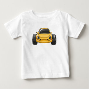 Gelbes Cartoon-Auto Baby T-shirt