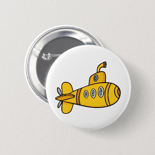 Gelbes Cartoon-Unterseeboot Button (Vorne & Hinten)