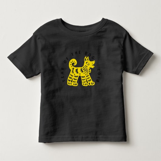 Gelbes Chinese Papercut Erdhundejahr 2018 Kleinkind T-shirt (Vorderseite)