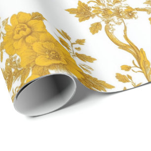 Gelbes Chinoiserie-Blumen-Toile-Muster 10 Garten  Geschenkpapier