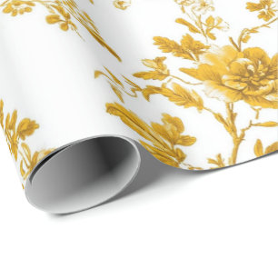Gelbes Chinoiserie-Blumen-Toile-Muster 11 Garten  Geschenkpapier