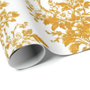 Gelbes Chinoiserie-Blumen-Toile-Muster 12 Garten  Geschenkpapier