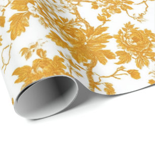 Gelbes Chinoiserie-Blumen-Toile-Muster 2 Garten P Geschenkpapier