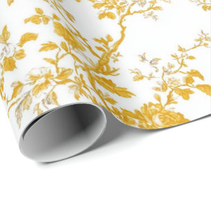 Gelbes Chinoiserie-Blumen-Toile-Muster 3 Garten P Geschenkpapier