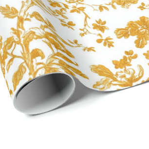 Gelbes Chinoiserie-Blumen-Toile-Muster 4 Garten P Geschenkpapier