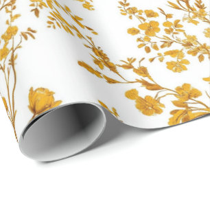 Gelbes Chinoiserie-Blumen-Toile-Muster 6 Garten P Geschenkpapier