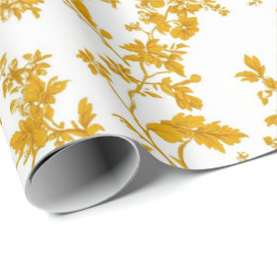 Gelbes Chinoiserie-Blumen-Toile-Muster 8 Garten P Geschenkpapier