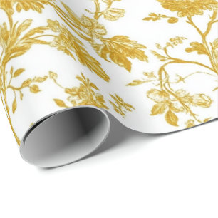 Gelbes Chinoiserie-Blumen-Toile-Muster 9 Garten P Geschenkpapier