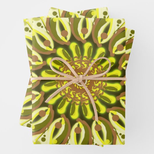 Gelbes Chrysanthemum Gemustert Abstrakt Geschenkpapier Set (Beispiel)