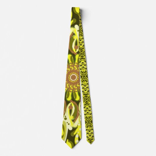 Gelbes Chrysanthemum Gemustert Abstrakt Krawatte (Vorderseite)
