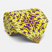 Gelbes Chrysanthemum Lila Gemustert Krawatte (Gerollt)