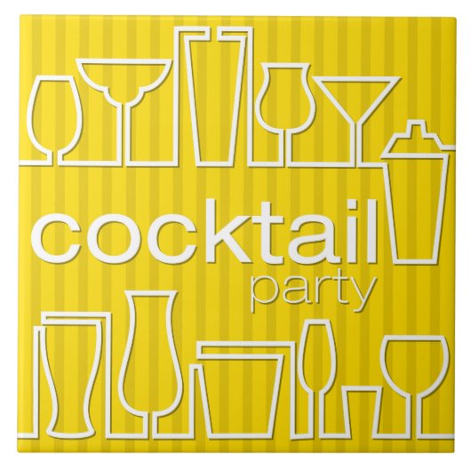 Gelbes Cocktail-Party Fliese (Vorderseite)