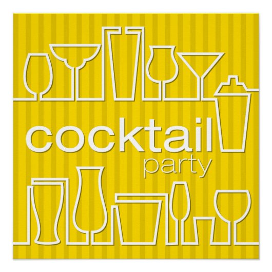 Gelbes Cocktail-Party Poster (Vorderseite)