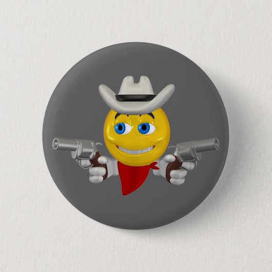 Gelbes Cowboygesicht Button (Vorderseite)