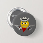 Gelbes Cowboygesicht Button (Vorne & Hinten)