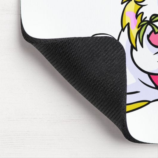 Gelbes Cybunny, das Negg umarmt Mousepad (Ecke)