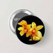 Gelbes Cymbidium Orchid-Abzeichen Button (Vorne & Hinten)