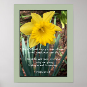 Gelbes Daffodil ~ Psalm 121:7,8 Poster