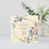 Gelbes Daffodium und Frühlingsfloral Osterbrunch Einladung (Stehend Vorderseite)