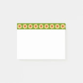 Gelbes Dahlia-Blumenmuster an der grünen Grenze Post-it Klebezettel (Vorderseite)
