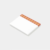 Gelbes Dahlia-Blumenmuster an der roten Grenze Post-it Klebezettel (angewinkelt)