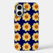 Gelbes Dahlia-Blumenmuster auf blau Case-Mate iPhone Hülle (Rückseite)
