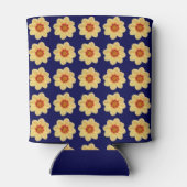 Gelbes Dahlia-Blumenmuster auf blau Dosenkühler (Rückseite)