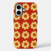 Gelbes Dahlia-Blumenmuster auf Rot Case-Mate iPhone Hülle (Rückseite)