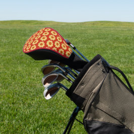 Gelbes Dahlia-Blumenmuster auf Rot Golf Headcover