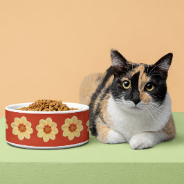 Gelbes Dahlia-Blumenmuster auf Rot Napf