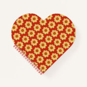 Gelbes Dahlia-Blumenmuster auf Rot Notizblock (Vorderseite)