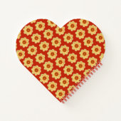 Gelbes Dahlia-Blumenmuster auf Rot Notizblock (Rückseite)