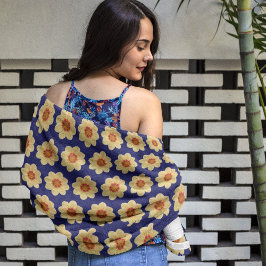 Gelbes Dahlia-Muster auf blauer Flora Strandtuch