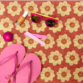 Gelbes Dahlia-Muster in Roter Flora Strandtuch