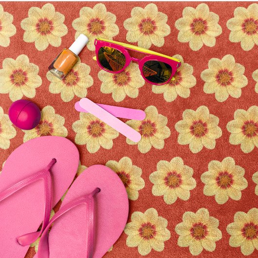 Gelbes Dahlia-Muster in Roter Flora Strandtuch