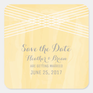 Gelbes Deko Save the Date Quadratischer Aufkleber