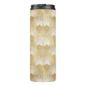 Gelbes Deko- und Kunstholzmuster. Thermosbecher (Rückseite)