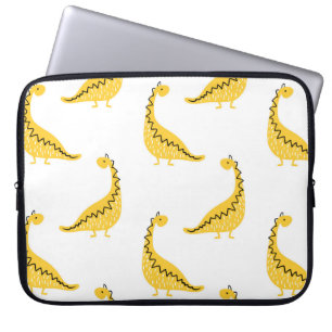 Gelbes Dinosaurier nahtloses Muster. Funny Vintag Laptopschutzhülle