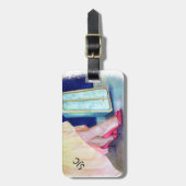 GELBES DRESS, ROTE SCHUHE PERSONALISIERTER GEPÄCKT GEPÄCKANHÄNGER (Vorderseite vertikal)