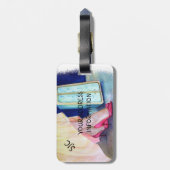 GELBES DRESS, ROTE SCHUHE PERSONALISIERTER GEPÄCKT GEPÄCKANHÄNGER (Rückseite vertikal)