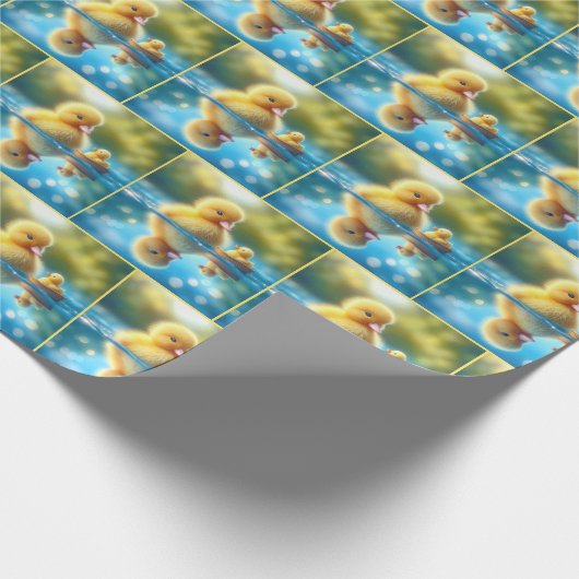 Gelbes Duckling in einem Ruderboot Geschenkpapier (Ecke)