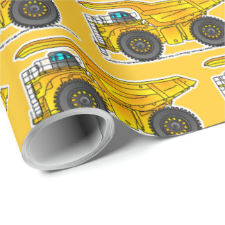 Gelbes Dump Truck Wrapping Paper, Dumper Geschenkpapier