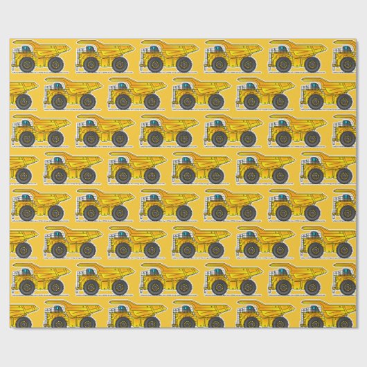 Gelbes Dump Truck Wrapping Paper, Dumper Geschenkpapier (Flach)
