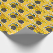 Gelbes Dump Truck Wrapping Paper, Dumper Geschenkpapier (Ecke)