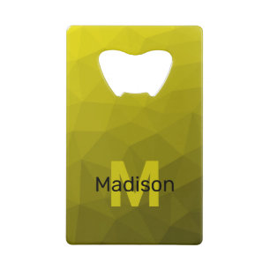 Gelbes dunkles Omergeometrie-Maschenmuster Monogra Geldbeutel Flaschenöffner