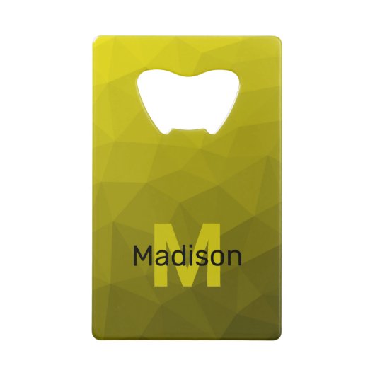 Gelbes dunkles Omergeometrie-Maschenmuster Monogra Geldbeutel Flaschenöffner (Vorderseite)