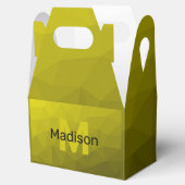 Gelbes dunkles Omergeometrie-Maschenmuster Monogra Geschenkschachtel (Geöffnet)