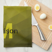 Gelbes dunkles Omergeometrie-Maschenmuster Monogra Geschirrtuch (Viertel Falte)