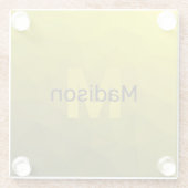 Gelbes dunkles Omergeometrie-Maschenmuster Monogra Glasuntersetzer (Rückseite)