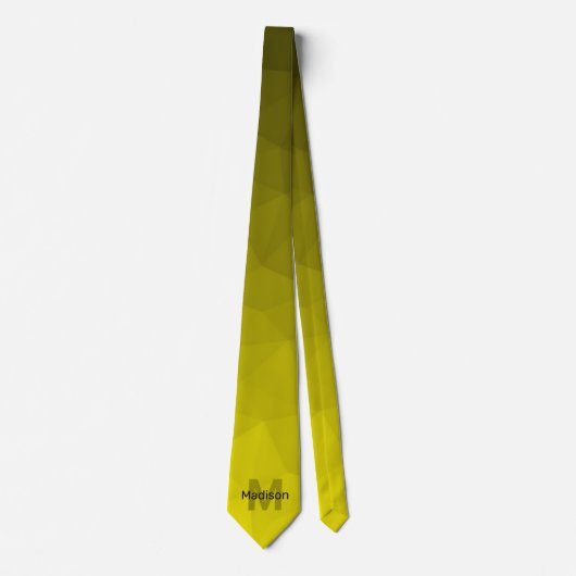 Gelbes dunkles Omergeometrie-Maschenmuster Monogra Krawatte (Vorderseite)